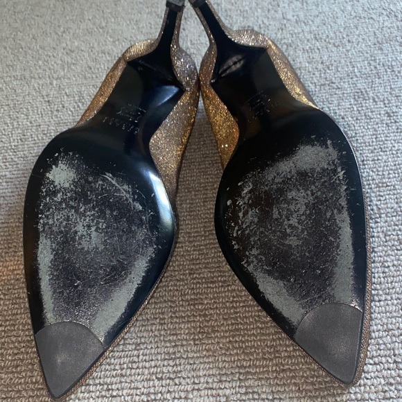 Stuart Weitzman Women's Sparkling Gold/Silver Heels sz 9 - Picture 11 of 13